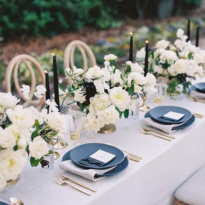 sancua Square Tablecloth - 60 x 60 Inch - Water Resistant Spill Proof Washable Polyester Table Cloth, Decorative Fabric Table Cover for Dining Tables, Buffet Parties and Camping, White