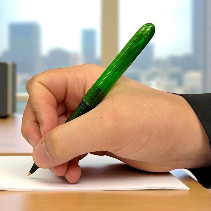 Pokka The USA Made Compact Pen – 4 Pack of Translucent Jewel Toned Aesthetic Ballpoint Pens – Chic, Compact & Colorful – for Stationery, School, Work or Journals (Standard, Emerald)