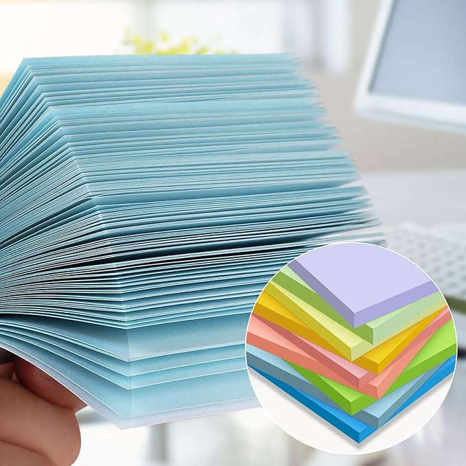 (18 Pads) Sticky Notes 3x3 inch, Self-Stick Pads Pastel Colors Sticky Note, Recyclable, Easy to Post for Home, Office, Notebook