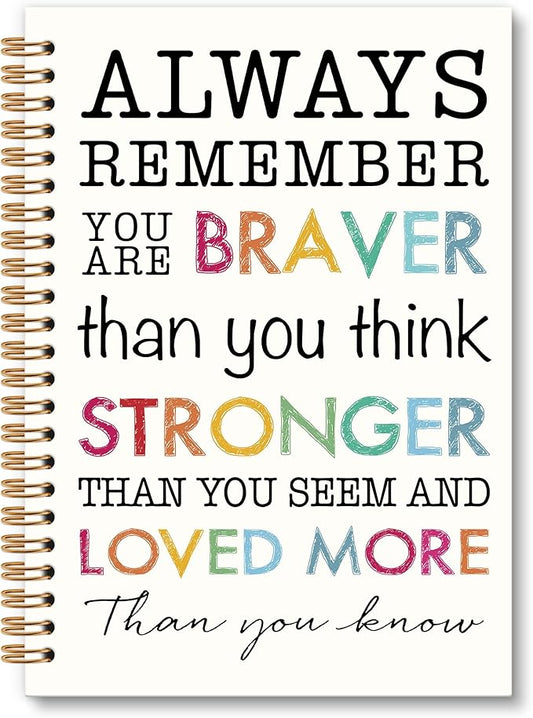 Inspirational Motivational Notebook Journal, Inspirational Gifts Spiral Notebook, You are Brave Motivational Notebooks Gifts for Women Men, Positive Gifts School Office Supplies, 6x8.2In