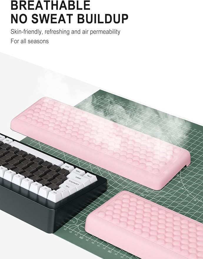 Hsurbtra L-Shaped Desk Elbow Pad, 2-Piece Soft Memory Foam Elbow Support Padding with Non-Slip Rubber Base, Ergonomic Desk Edge Cushion Wrist Rest for Office, Home, Work, Gaming, Pink