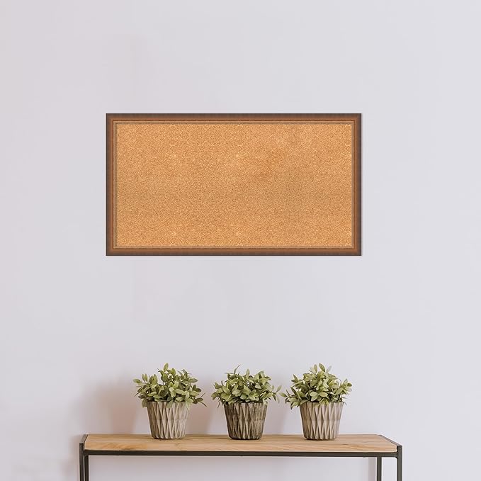 Amanti Art Natural Cork Board for Wall, 20x36 Vision Board with Bronze Frame, Large Corkboard Office Decor for Home Organization, Modern Corkboard Pinboard to Display Items for Home Organization in