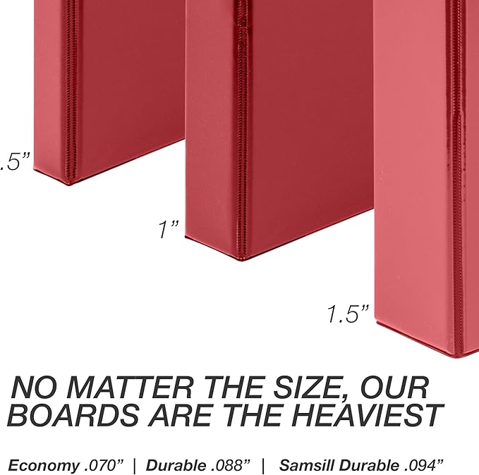 Samsill Durable 0.5 Inch Binder, Made in USA, D Ring Binder, FSC 100% Recycled Chipboard, Red, 4 Pack