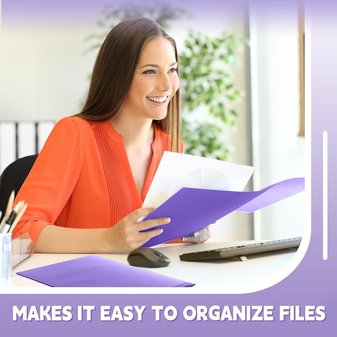 Henoyso 150 Pcs Plastic Folders with Clear Front Pockets Bulk Heavy Duty File Folders with 2 Pockets and Card Slot for Student Teacher Back to School Supplies Office Presentation (Purple)