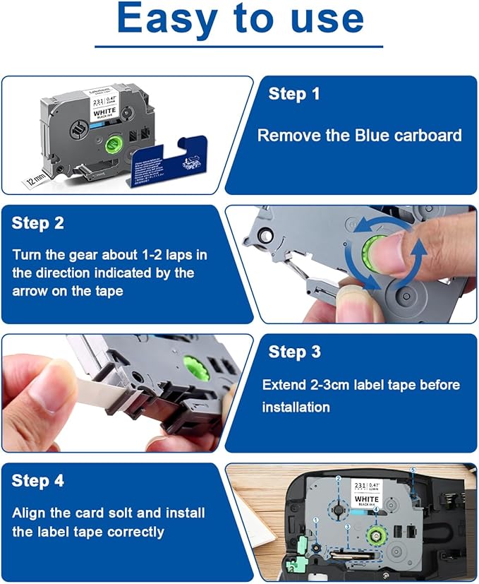 6mm 0.23 Inch Laminated White Compatible with P Touch TZe-211 TZe211 TZ Tape Refills for P Touch PT-H110 D200 D210 D220 D400 Label Maker (Black on White, 3-Pack)
