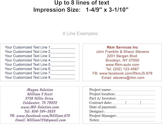 XX-Large Size Custom Self-Inking Stamp Customized Return Address Stamp - Up to 8 Lines of Text Choose from Many Fonts & Ink Colors