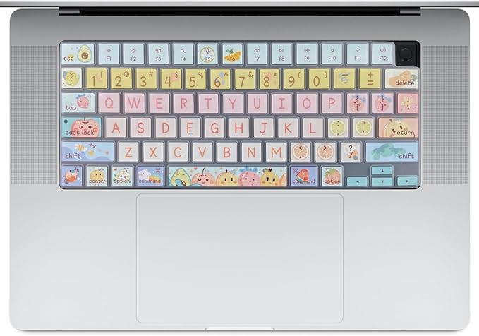 Keyboard Cover Skin for 2021-2024 MacBook Pro 14/16 (A2442 A2485 A3112 A3401 A3403 A2992 A2779 A2780 A2991 A2918 M1/M2/M3 M4) &MacBook Air 13.6''/15'' (A2681 A3113 A2941 A3114),Cute Fruits