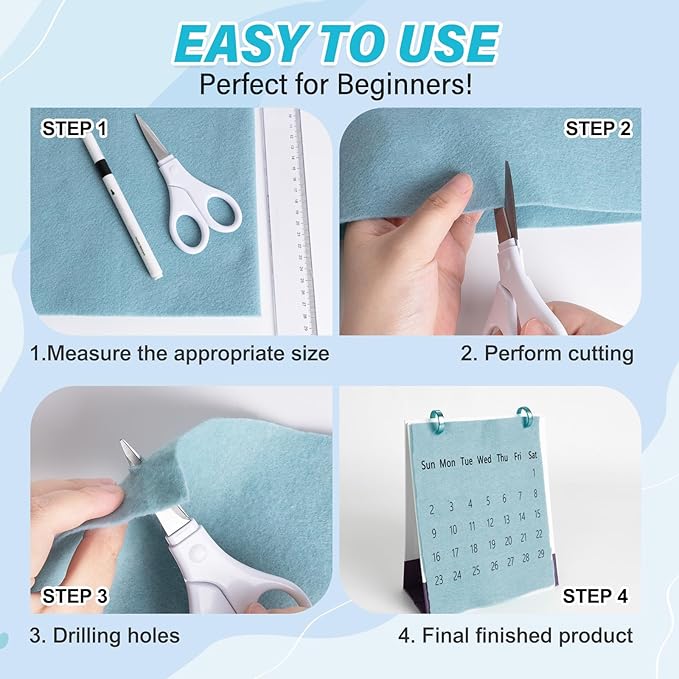 XSEINO 13 Rolls Light Gray Blue Felt Fabric,8"x35"(20.5x90cm) 1.4mm Thick Soft Felt Fabric Sheet for Crafts,Light Gray Blue Series Colors Soft Nonwoven Fabric,Fit for Decoration, Sewing, DIY Crafts