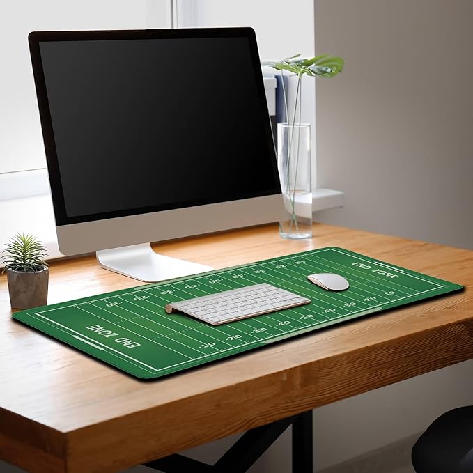 Green Desk Pads, Large Non-Slip Mousepads, Gaming Desk Pad - 35.4 X 15.7 inch for Work, Game, Home - American Football Field