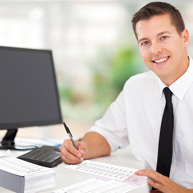 500 Pack Daily Time and Job Ticket 12 Flag Mechanics Time Sheets Cards for Employees Weekly Format Repair Shop Office Business, 4 1/4" x 9 1/2"