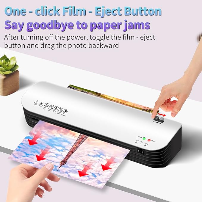 9 Inch Laminator Machine for Documents and Photos, 6 in1 A4 Thermal Laminator Machine with Never Jam Technology, 15 Laminating Sheets, Use for Home Office School
