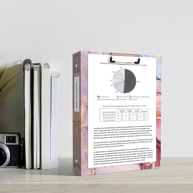 Ospelelf 3 Ring Binder 1 Inch, Pink Binders for Letter Size Documents(11" x 8.5") with 5 Tab Dividers, Clipboard Organizer, Back to School and Office Supplies