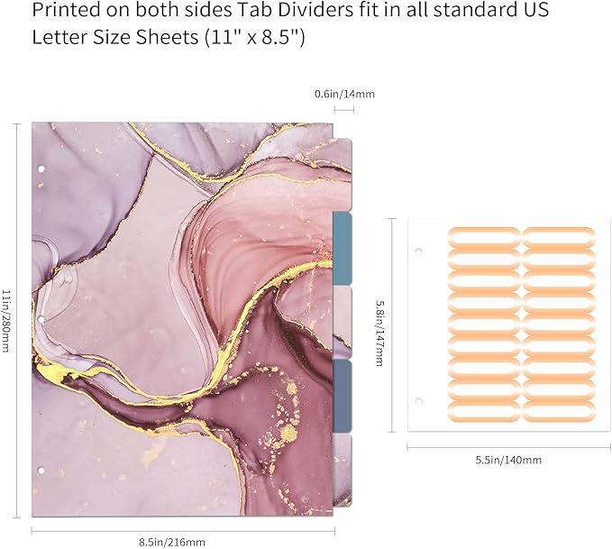 Ospelelf 3 Ring Binder 1 Inch, D Ring Clipboard Binder for Letter Size (11" x 8.5") with 5 Tab Dividers, File Folder Labels, for School and Office Supplies