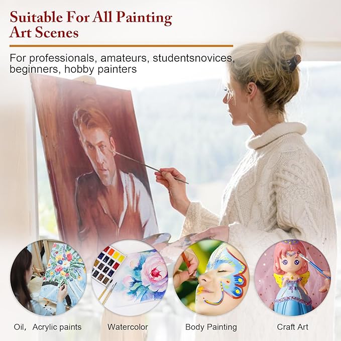 Bougimal 28 Pcs Paint Brushes for Acrylic Painting, Premium Nylon Bristles with Round, Filbert, Flat, Fan, Angle, Fine Detail Brush, Paint Brush Set for Acrylic, Oil, Watercolor