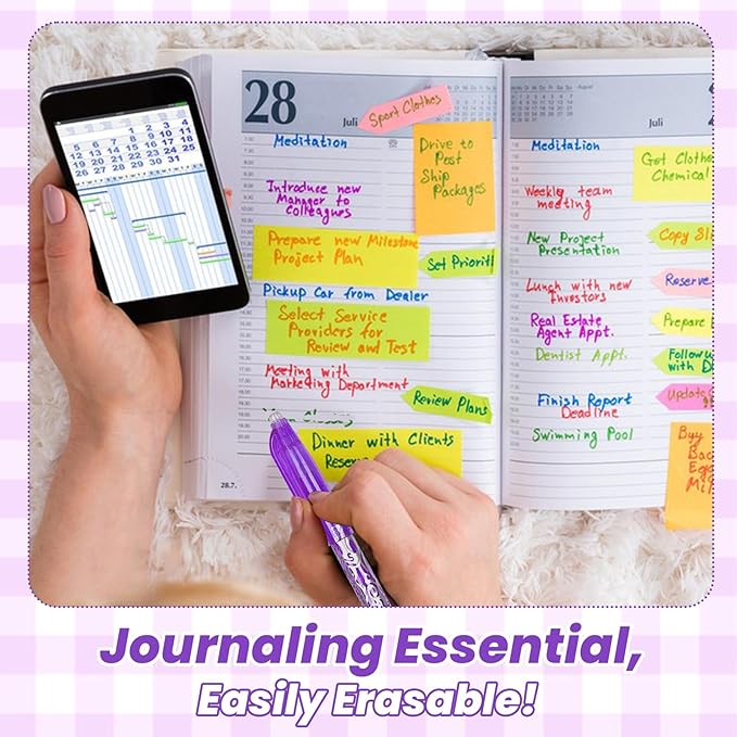 Erasable Pens 12 Pack 0.5mm Ballpoint Quick Dry Liquid Ink Gel Pens Erasable Multicolor Stationery Office Supplies Comfortable Grip Smooth Writing Great for Work School Creation Children's Gift