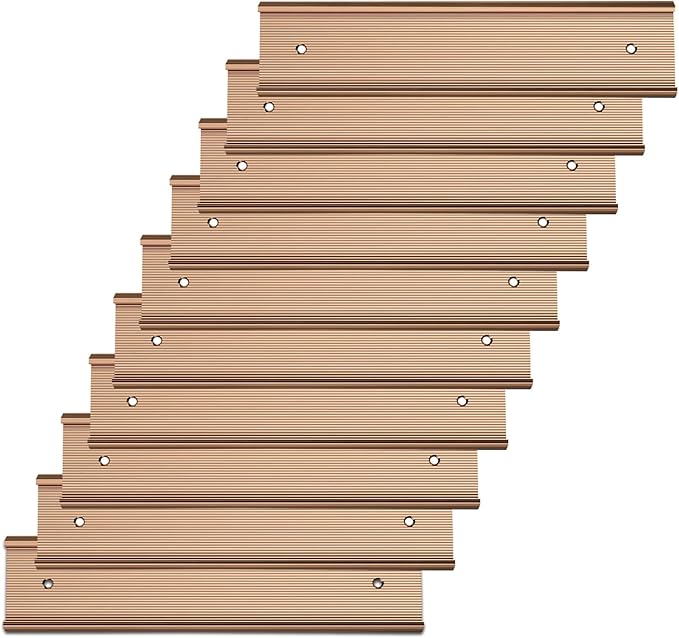10 Pack 2” x 10” Aluminum Name Plate Holders for Door or Wall, Office Wall Mount Name Plate Holder with Textured Design and Double Sided Tape, for Office, Business, Meeting Room (Rose Gold)
