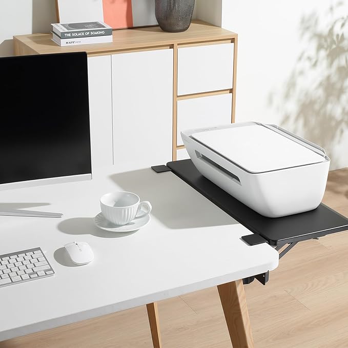 ETHU Ergonomics Desk Extender Tray, 25.6"x11.4" Large Size Foldable Keyboard Drawer Tray Clamp On, Armrest Support for Home and Office (Black)