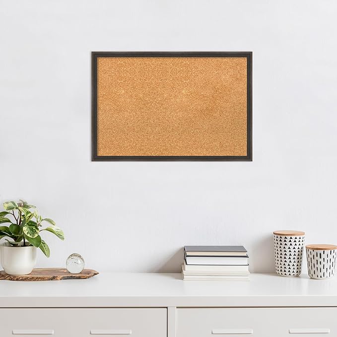 Amanti Art Natural Cork Board for Wall, 17x25 Vision Board with Brown Wood Frame, Medium Corkboard Office Decor for Home Organization, Casual Corkboard Pinboard to display items for home organization