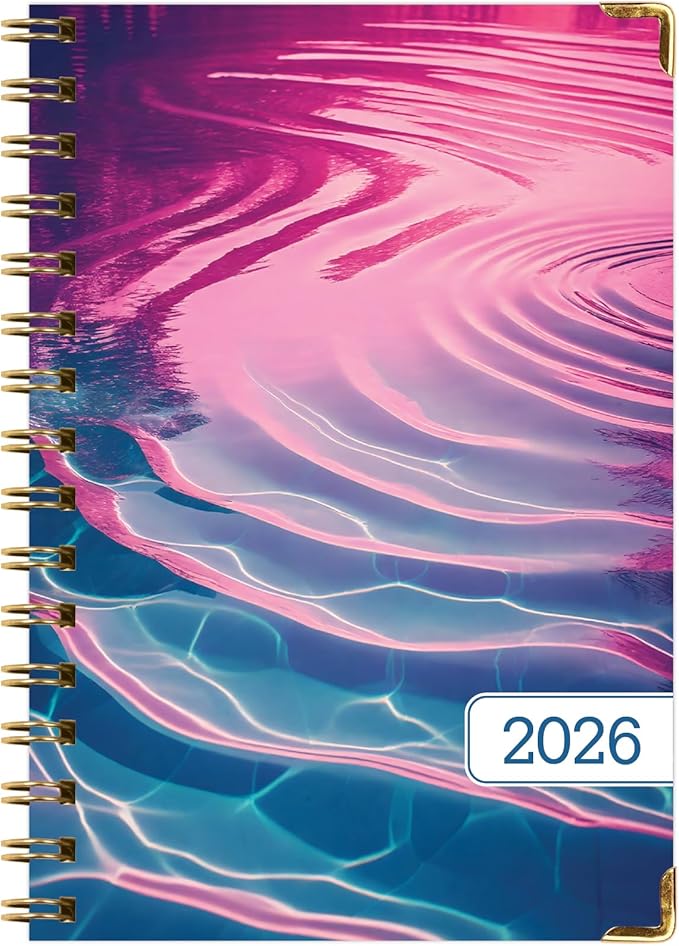 HARDCOVER 2026 Planner, 5.5"x8": 14 Months (November 2025 - December 2026), Daily Weekly Monthly Planner, Yearly Agenda, Bookmark, Pocket Folder and Sticky Note Set (Summer Bliss)