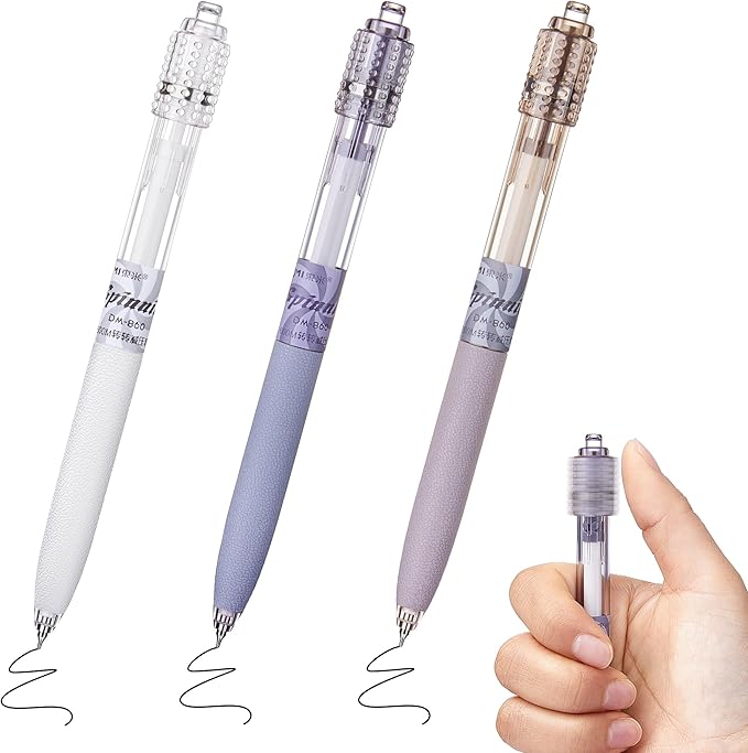 Leven Fidget Spinning Gel Pens 3 Pcs, Stress Relief 0.5mm Black Ink Pens, Quick Dry Fine Point Smooth Writing Ballpoint Pen, for Journaling Note Taking Office School Supplies Morandi