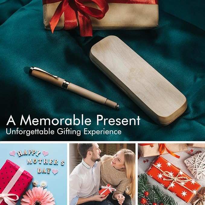 Wordsworth & Black Fountain Pen Set, Luxury Bamboo Wood - Fine Nib, Gift Case; Includes 6 Ink Cartridges, Ink Refill Converter -Journaling, Calligraphy; Drawing, Smooth Writing [Maple Wood]