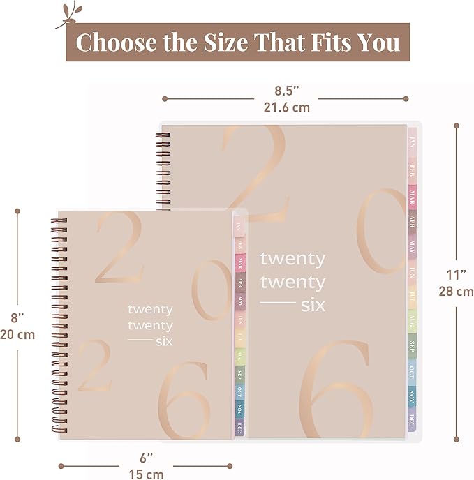 Rileys 2026 Planner, Agenda Planner With Weekly And Monthly View, Daily Agenda Book And Yearly Planners Calendar Book, Spiral Bound With Tabs, Notes, Goals And Holidays (Float, Beige, 8.5 x 11 in)