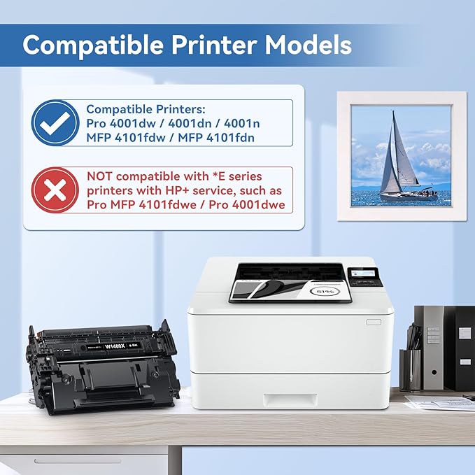 148X Black High Yield Toner Cartridge (with Chip) Compatible Replacement for HP 148X W1480X 148A W1480A Black Toner for Pro MFP 4101fdw 4101fdn Pro 4001dw 4001dn 4001n Printer (1 Pack)