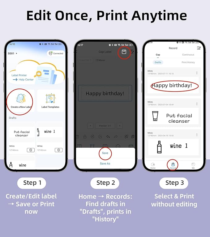 ORGSTA S001 Label Maker Machine with Tape, Portable Bluetooth Label Maker for Home and Office Organization, Thermal Label Printer Mini Sticker Maker with Multiple Templates, White