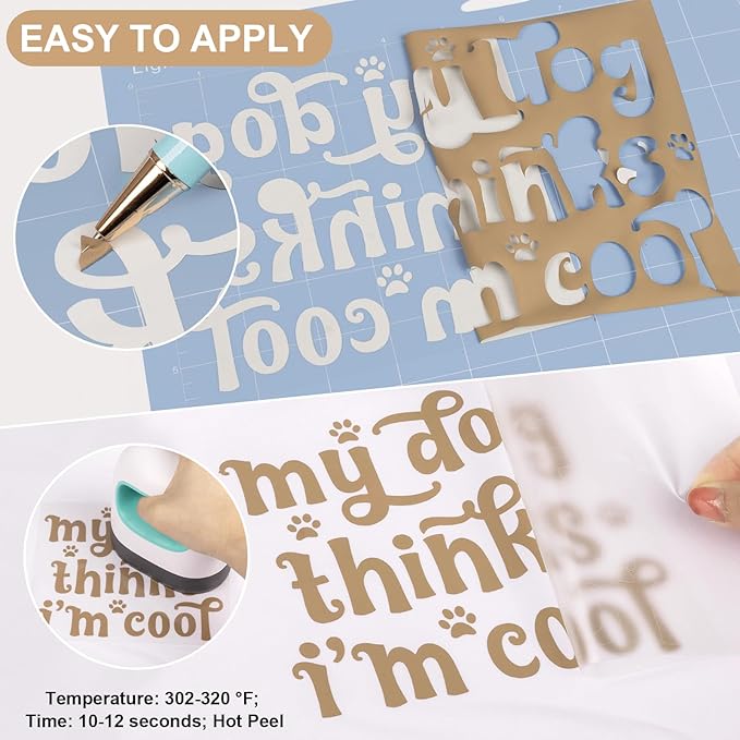 VINYL FROG Heat Transfer Vinyl Roll HTV Vinyl - 12" x5ft Camel Iron on Vinyl for T-Shirts, Heat Press Vinyl for DIY Craft Designs (Camel)