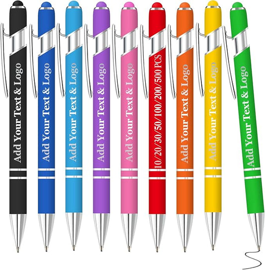 Personalized Pens Bulk, Custom Pens Design Text, Logo,Perfect for Corporate, Parties and Events,Customized Engraving Pen Gift with Stylus Tip, Black Ink