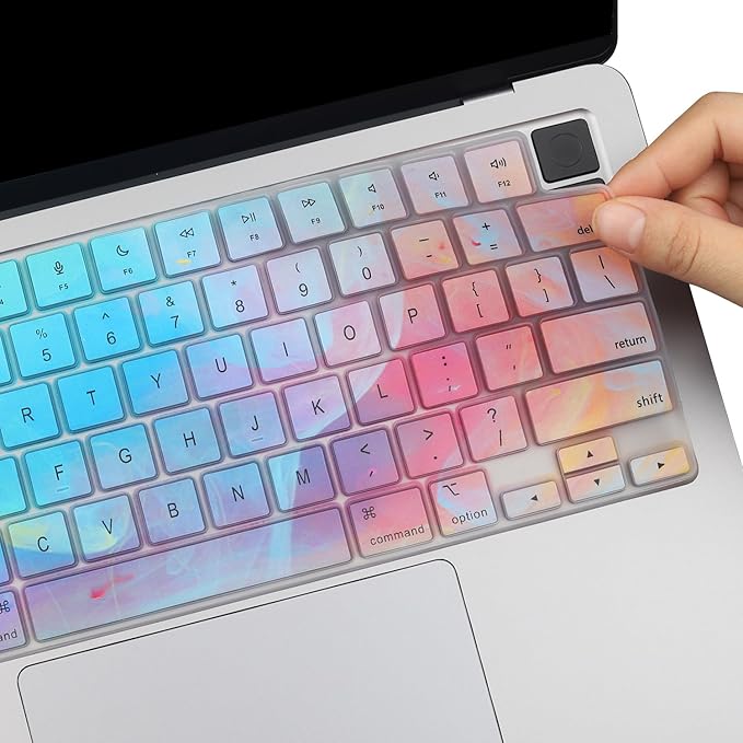 2 Pack Keyboard Cover Skin for 2025-2023 MacBook Air 13" 15" M4 M3 M2, 2025-2021 MacBook Pro 14" 16" M5 M4 M3 M2 M1 Pro/Max, 14.2" 16.2" MacBook Pro /13.6" 15.3" MacBook Air, US, Stylish Colorful