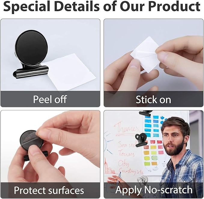 VNDUEEY 90 Pack Black Magnetic Clips Fridge Magnets Refrigerator Magnet, Whiteboard Magnets Magnet Clips for Locker, Clip Magnets for Home, School, Office, Teaching