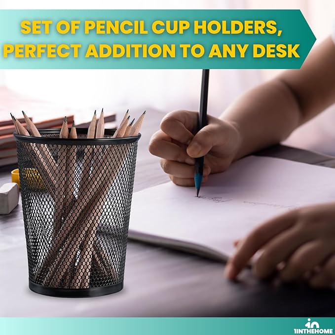 Big Tall Pencil Cup, Black Wire Mesh ''2 Pack'' (Black Jumbo)
