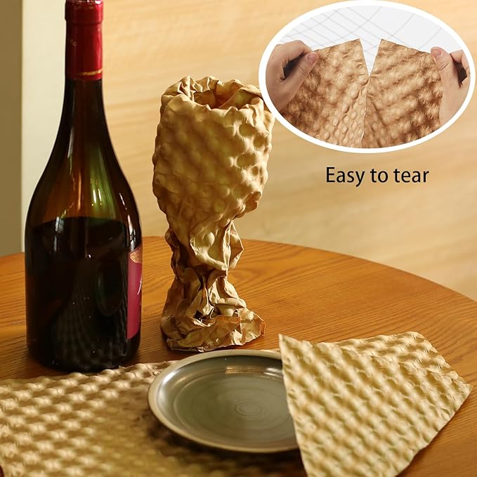 Bubble Paper Wrap 245ft*12in Packing Paper Sheets Durable Kraft Packing Paper for Moving Shipping and Storing Delicate Items Eco Friendly Packing Paper Alternative Paper Filler for Moving Boxes（Brown）