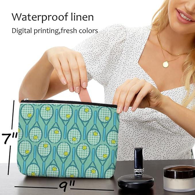 4 PCs Inspirational Tennis Makeup Bag: Accessory Gift Cosmetic Toiletry Bag - Player Graduation Birthday Gifts for Women Girls Tennis Lovers