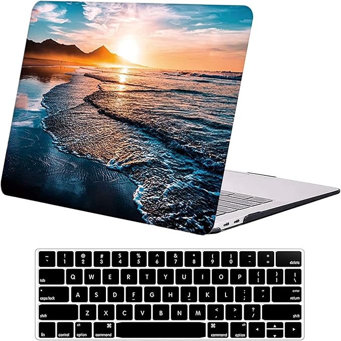 DTangLsm Compatible for MacBook Air 13 inch Case 2025 2024-2022 M4 A3240 M3 A3113 M2 A2681 Touch ID, Slim Plastic Hard Shell Protective Case for MacBook Air 13.6 inch and Keyboard Cover, Sunset Beach