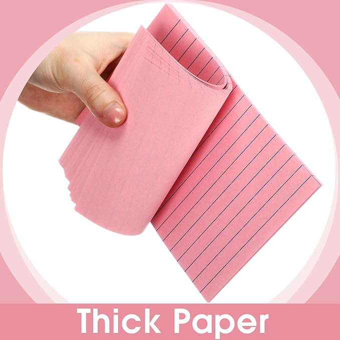12 Pads Pink Boho Sticky Notes 4x6 with Line, Lined Self Stick Notes Pads Boho Office Supplies, Vintage Aesthetic School Accessories 50 Sheets/pad