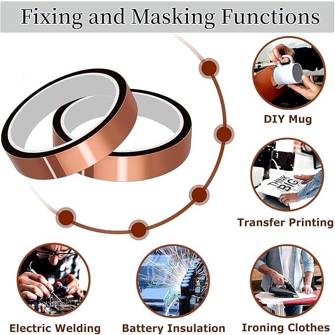 Heat Tape Dispenser Set, Sublimation Tape Dispenser 2 Pcs Heat Resistant Gloves with Silicone Bumps 3 Pcs Heat Tape for Sublimation Nonskid Base Weighted Desktop for Office Home (Rosy)