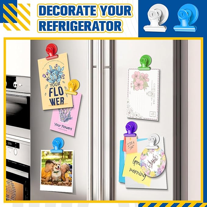 Grtard 6pack Magnetic Clips Heavy Duty, Magnet Clips for Fridge, Refrigerator Magnets, Strong Magnetic Clip,Scratch Free Magnets with Clip for Refrigerator, Whiteboard, Classroom, Locker(Colorful)