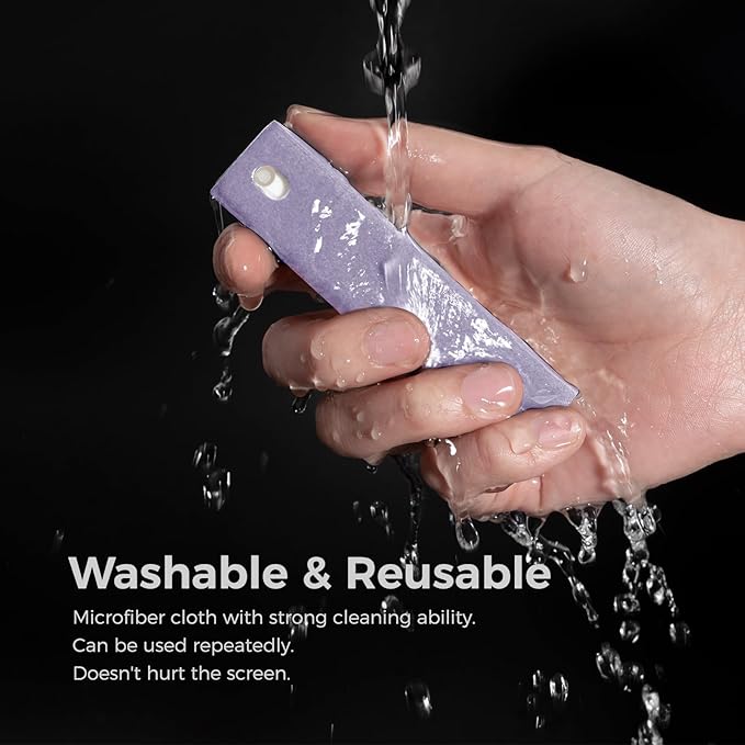 CLICK CLEAN Screen Cleaner, Fingerprint Proof Screen Cleaner Spray, All-in-One Cleaner with Microfiber and Shell for All Phones, Laptop and Tablet Screens (Purple)