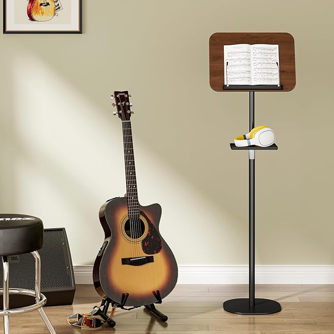 Snughome Floor Book Stand with Removable Tray, Wood Standing Book Stand for Reading, Height Adjustment 21"-51", Music Stand Cookbook Stand Textbook Stand Laptop Stand Book Holder for Display