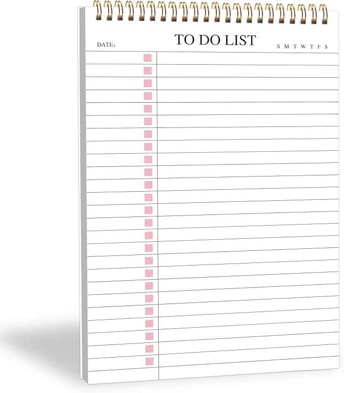 To Do List Notepad,Pink Undated Daily Planner Notebook With To Do List Notepad,Planner Spiral Checklist for School Office A5 Size