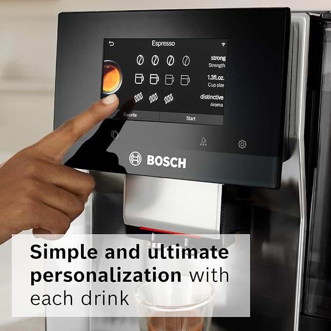 Bosch 800 Series Fully Automatic Espresso and Coffee Machine – 36 Drinks with Coffee World, Cold Brew, Double Cup, Integrated Milk Container, Smart Features, in Silver TQU60307