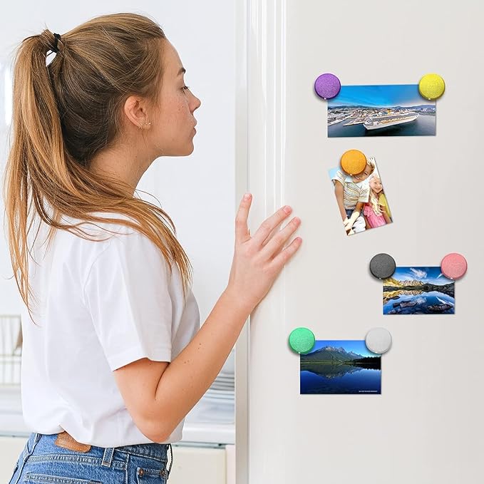 Qualsen Fridge Magnets - 50pcs Mini Cute Magnets for Fridge, Locker, White Board, Kitchen, Office, Classroom (Green)