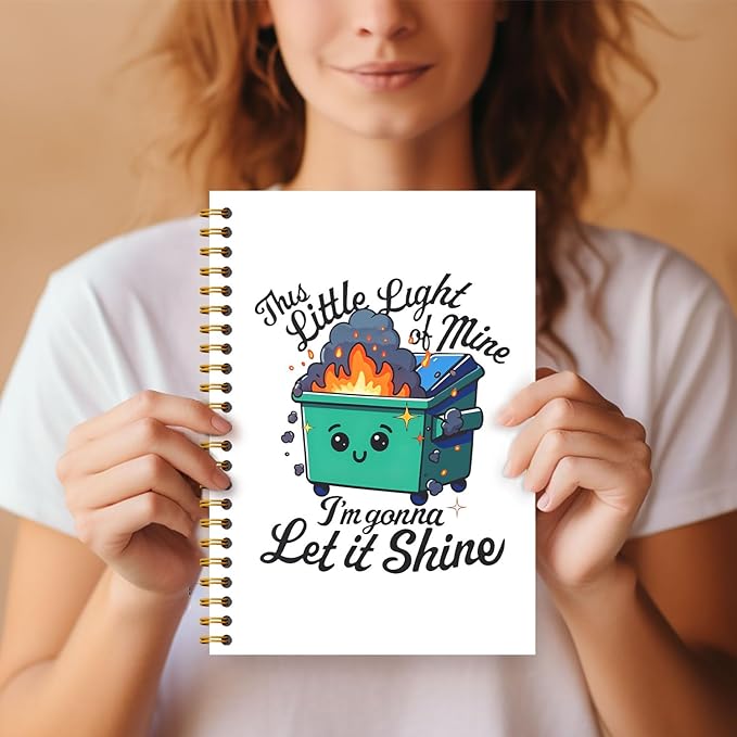 This Little Light of Mine Dumpster Fire Notebook, Funny Notebook Journal for Coworkers, Funny Office Supplies, Coworker Sarcastic Gifts, Hardcover Spiral Notebooks 5.5x8.3 Inch