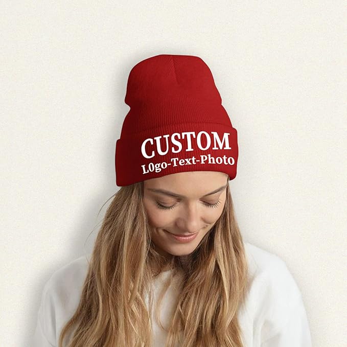 Custom Beanie for Men Women Bulk Custom Winter Hat Beanies with Logo Text Image Personalized Knit Hats Gifts for Business