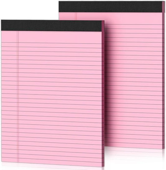 2 Pcs Legal Pads 8.5 x 11 Pink Note Pads 8.5 x 11 Notepad 8.5 x 11 Micro Perforated Writing Pads 8.5 x 11 Lined Paper Pads Wide Ruled Pad of Paper 30 Sheets Notebook for Study, To-Do Lists, Office