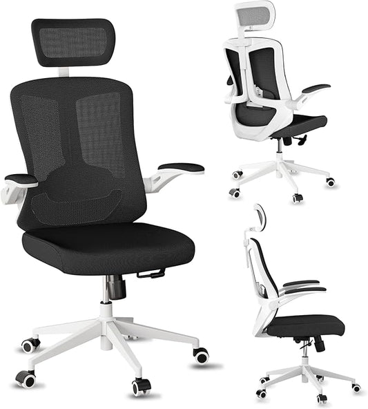 Mesh Desk Office Chairs,Compute Executive Chair with Lumbar Wide Comfty Desk Chair for Home & Office,Bedroom,Study,Student (Black)