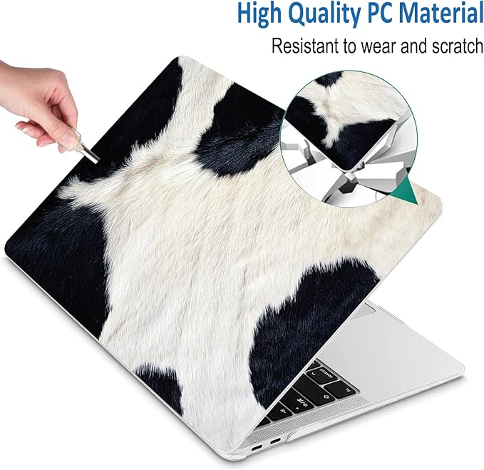 Compatible with MacBook Pro 13 Inch Case M2/M1 2025 2022-2017 A2338 A2289 A2251 A2159 A1989 A1706 A1708 Plastic Hard Shell Case&Keyboard Skin&Mac OS Keyboard Sticker (Cow Hair)