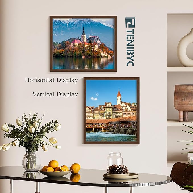 20x24 Picture Frame 4 Pack, Brown Wood Poster Frame, Horizontal and Vertical Display, Wall Hanging